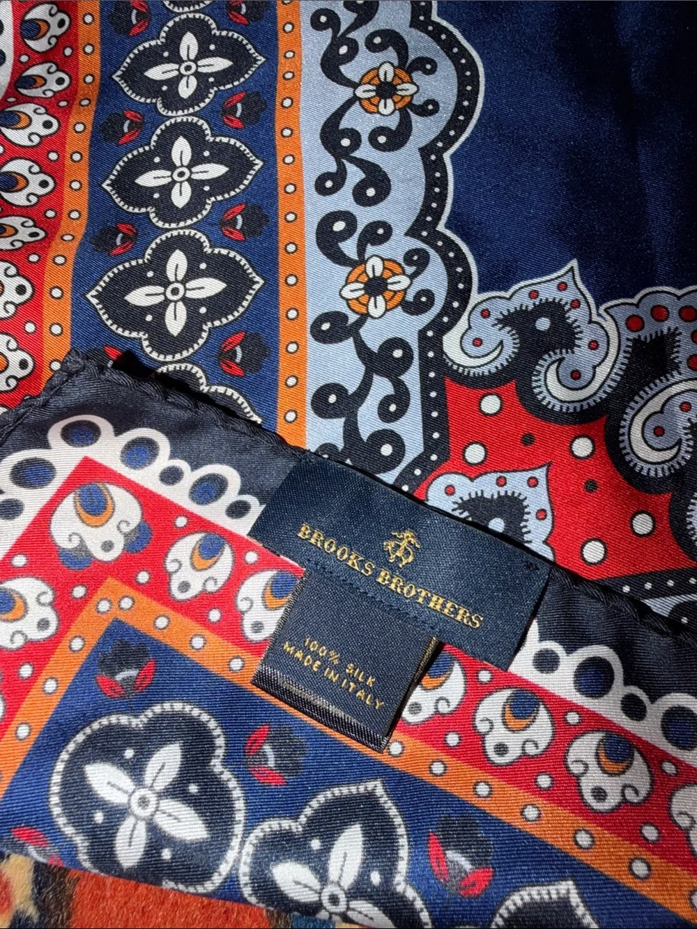 Vintage Brooks Brothers Silk Square Scarf - Persian Medallion Rug Motif